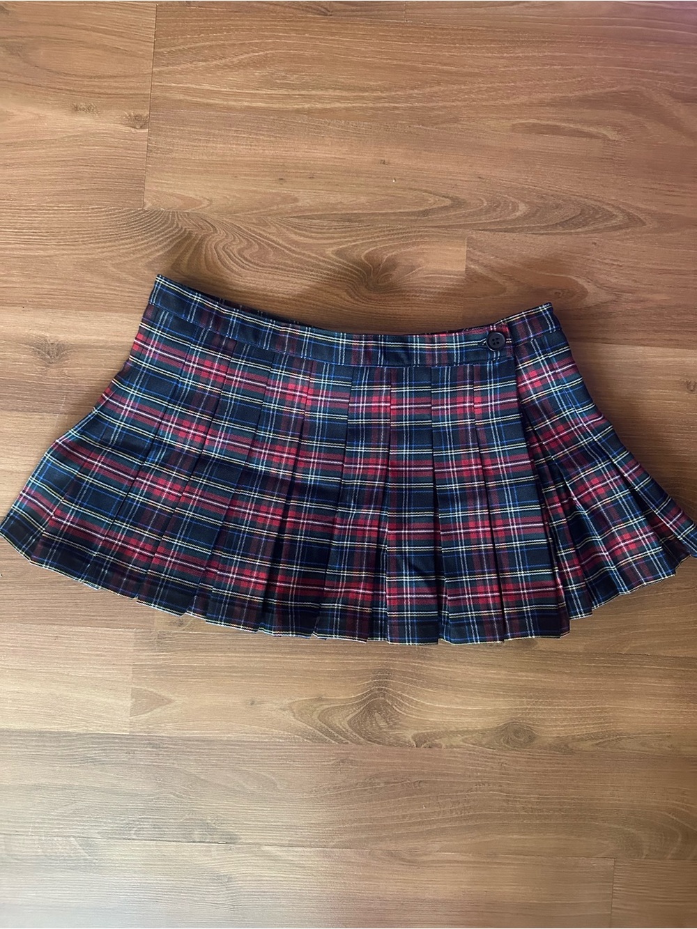 Los Angeles Apparel Black and Red Plaid Pleated Skirt
